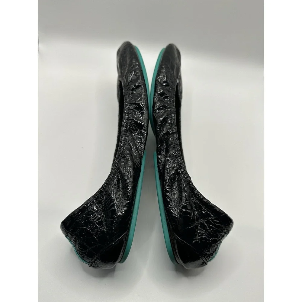 Tieks Black Patent Crinkle Leather Ballet Flats Size 11